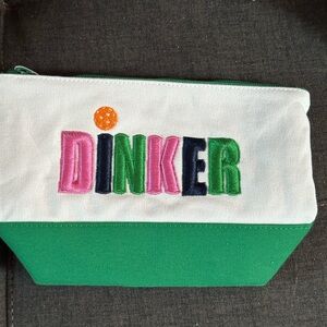Shiraleah Green and White Canvas Pouch